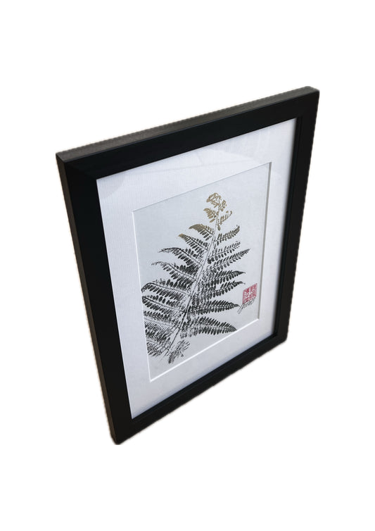 Framed A5 Gyotaku of a Fern Leaf