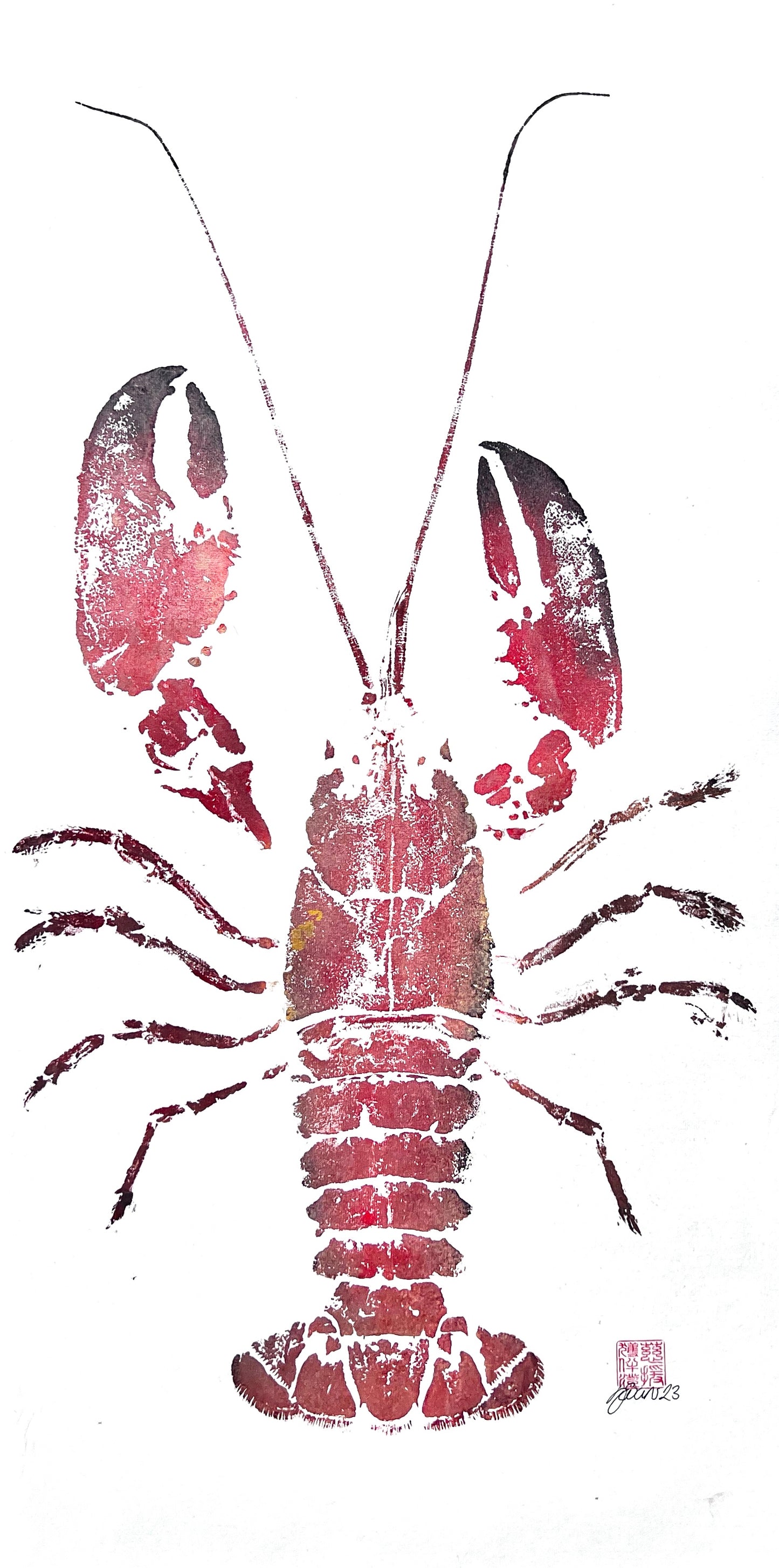 Menai Strait Lobster, Gyotaku Printed