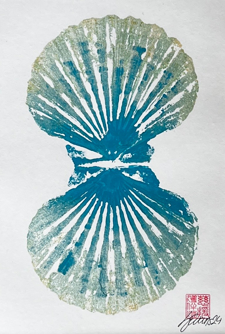 Scallop Shell Duo Gyotaku