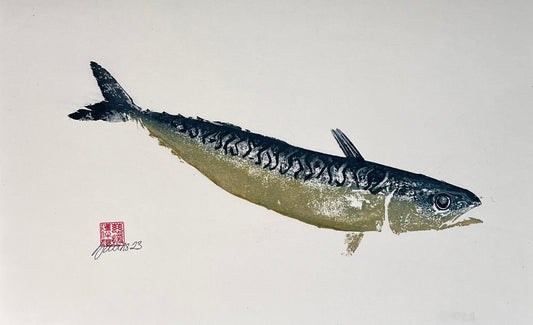 IMPRESSION TAKEN FROM A MACKEREL BLUE AND GOLD