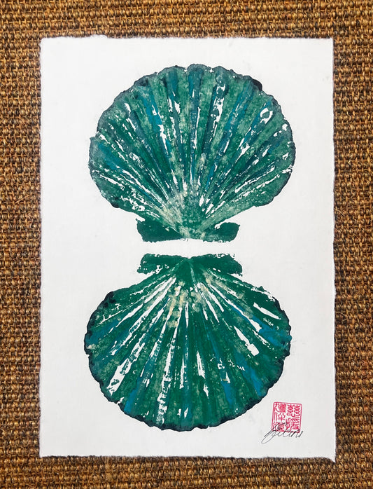 Scallop Shell Duo Gyotaku
