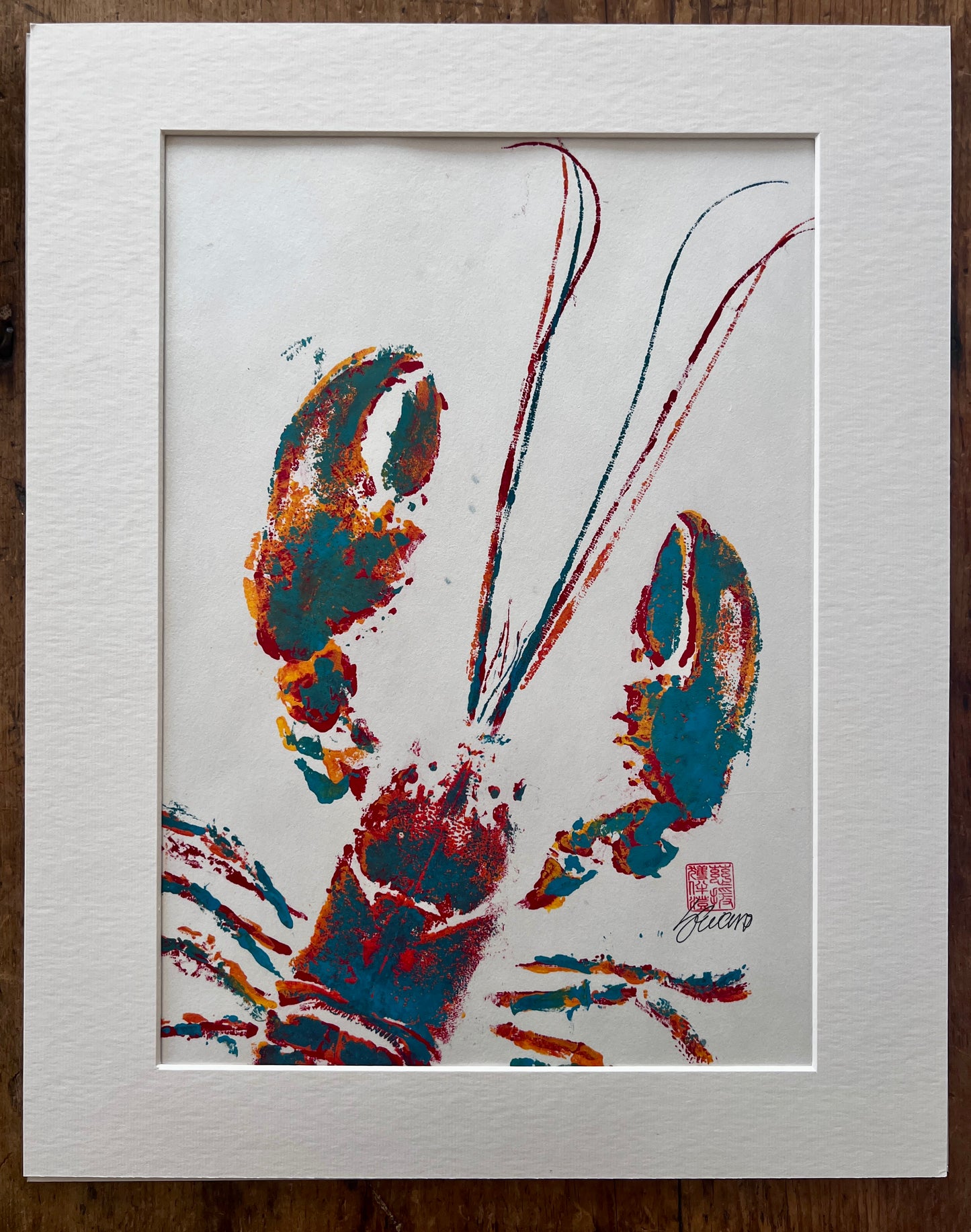 Lobster Love, Gyotaku Impression of an Anglesey Lobster