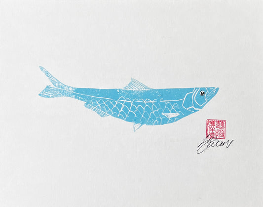 A4 Sardine Lino Print Gyotau