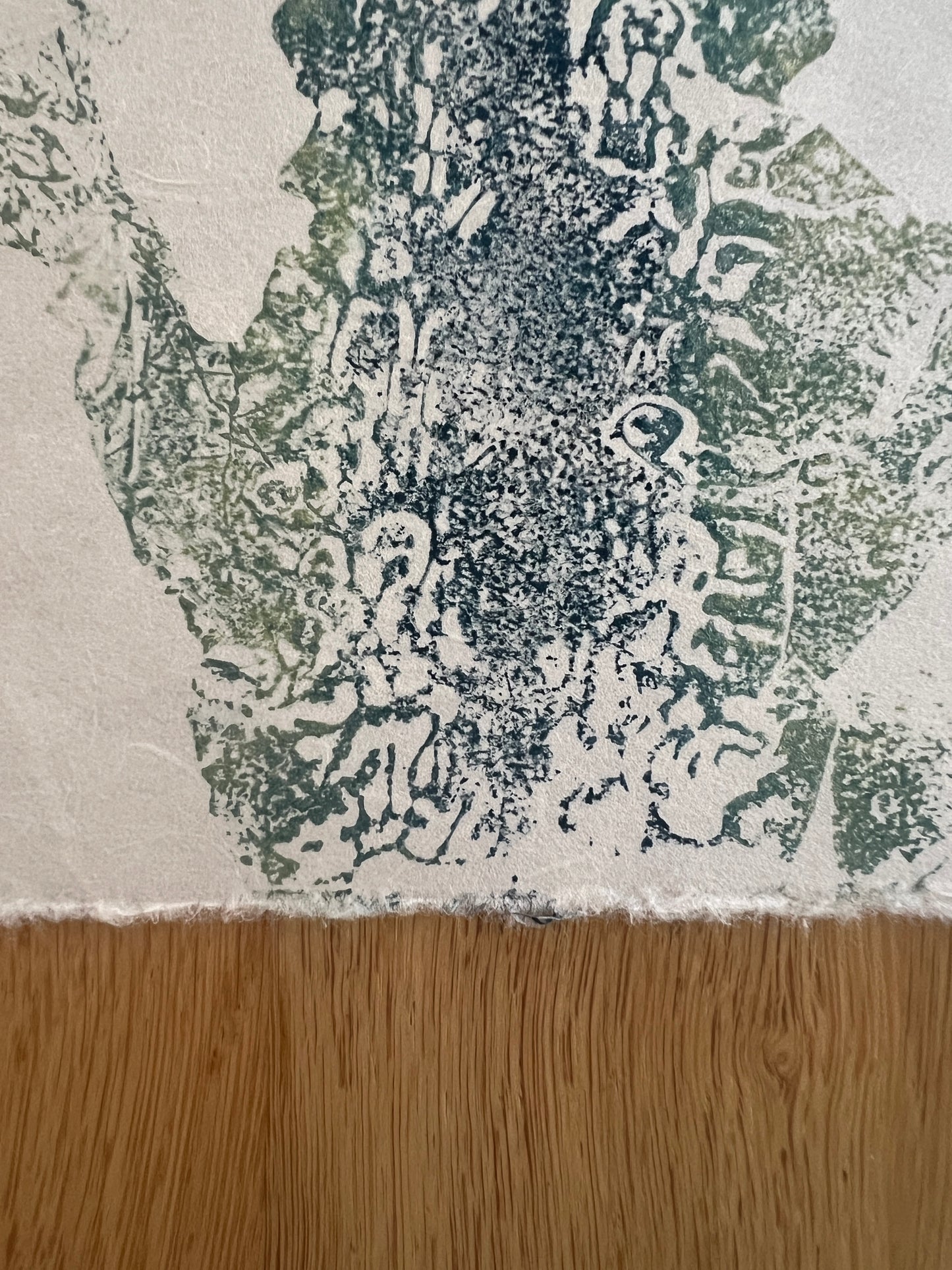 Framed Sugar Kelp Mini Print – Blue & Gold on Thai Mulberry Paper (Copy)