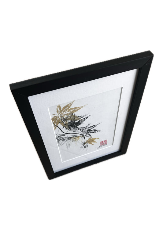 Framed Gyotaku of Acer Leaves A5