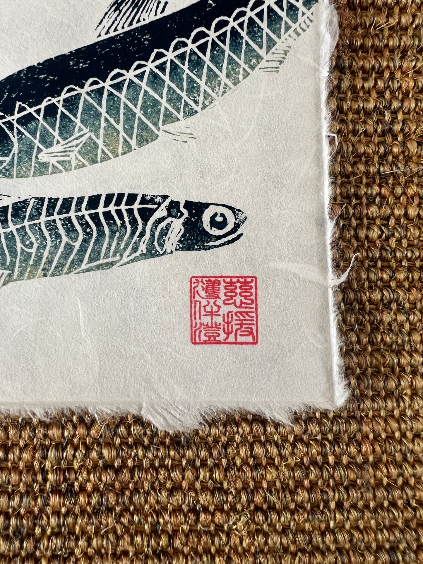 6 x 6 Inch Sardine &amp; Anchovy Print – Linotaku Mini Marine Wall Art