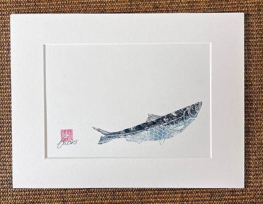 A4 Sardine Lino Print Gyotau