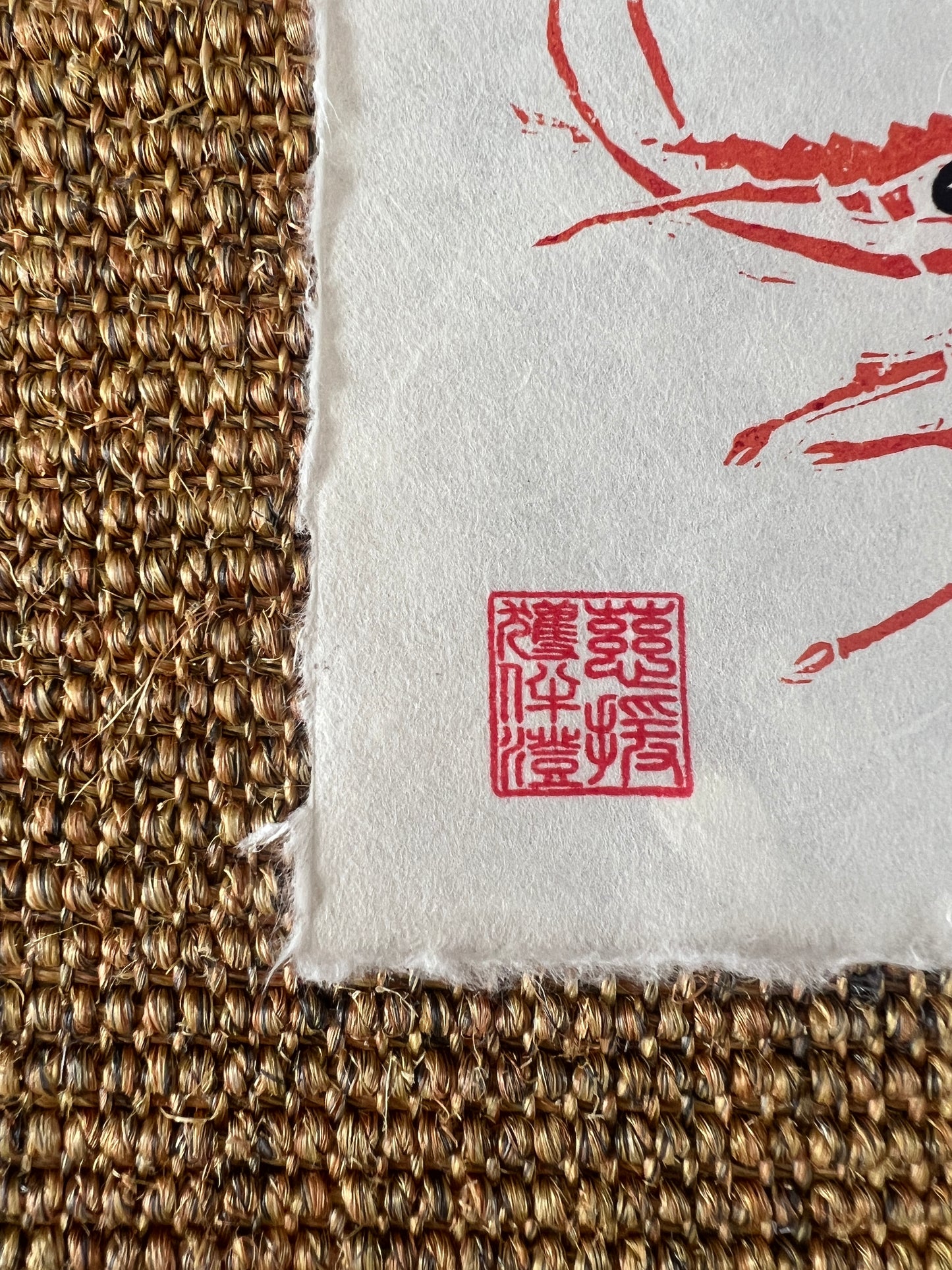 6 x 6 Inch Prawn Print – Linotaku Mini Marine Wall Art