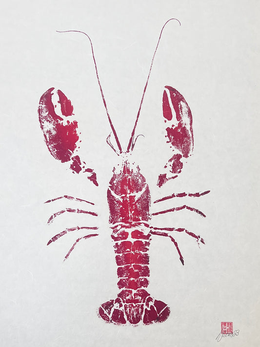 Menai Strait Lobster, Gyotaku Printed in Red ink.