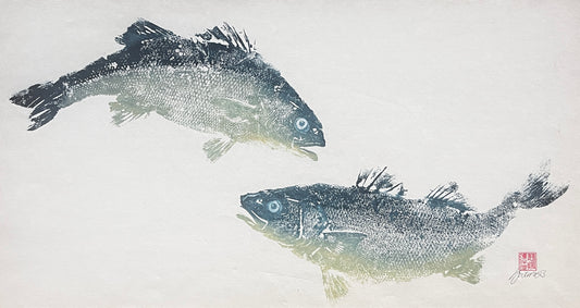 Anglesey Sea Bass Duo Gyotaku