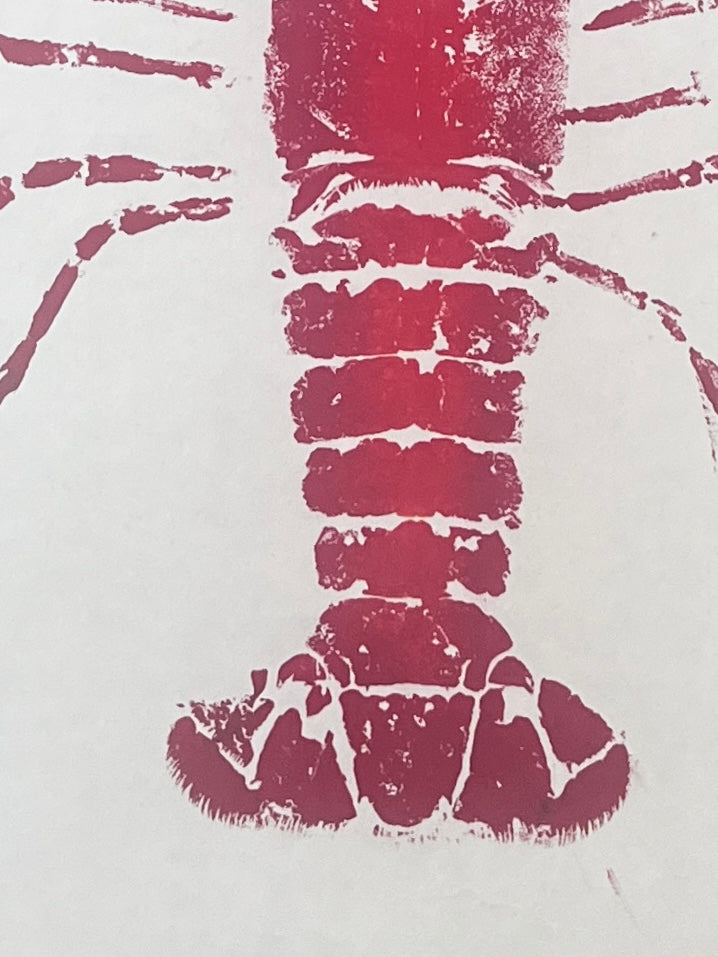 Menai Strait Lobster, Gyotaku Printed in Red ink.
