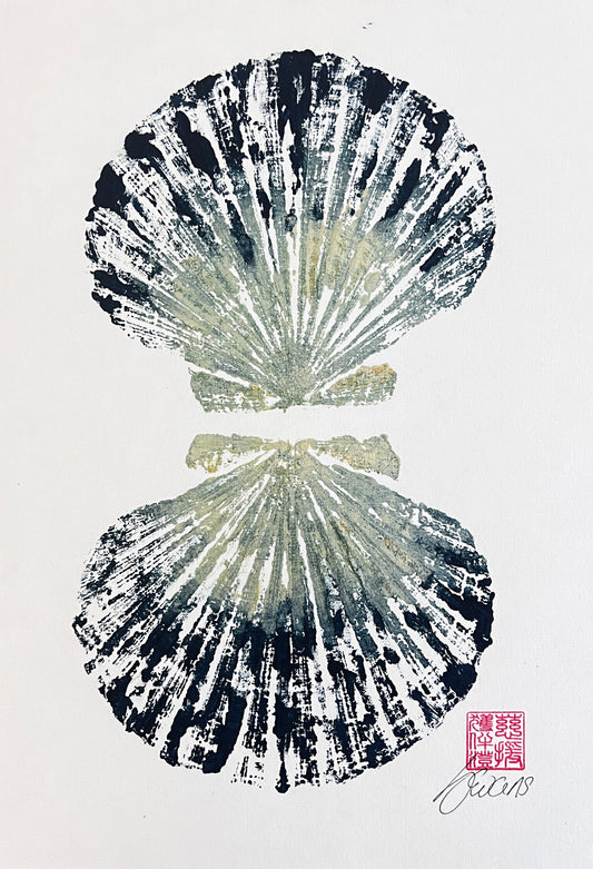 Scallop Shell Duo Gyotaku