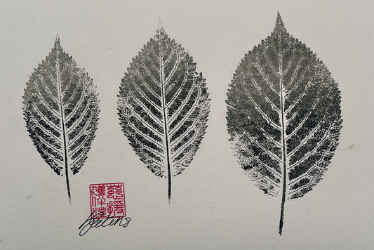 Gyotaku of Ash Leaves