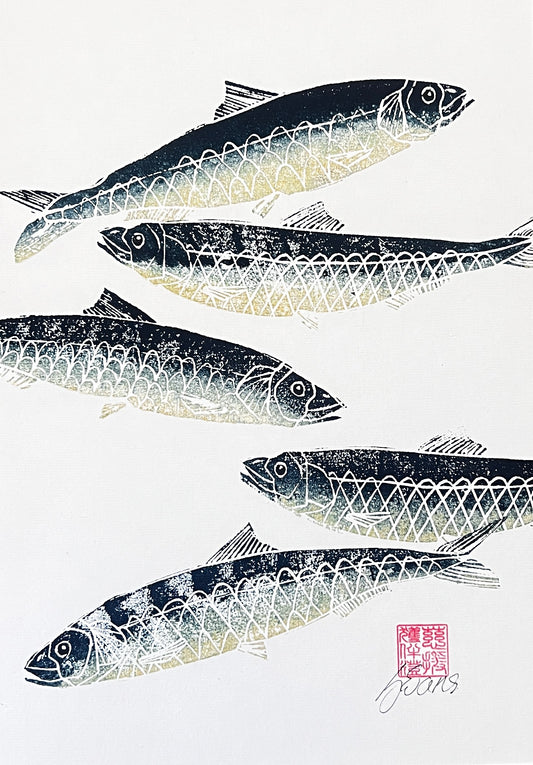 A4 Sardine Lino Print Gyotau