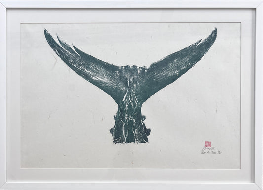 Framed Gyotaku impression taken from a Blue Fin Tuna Tail
