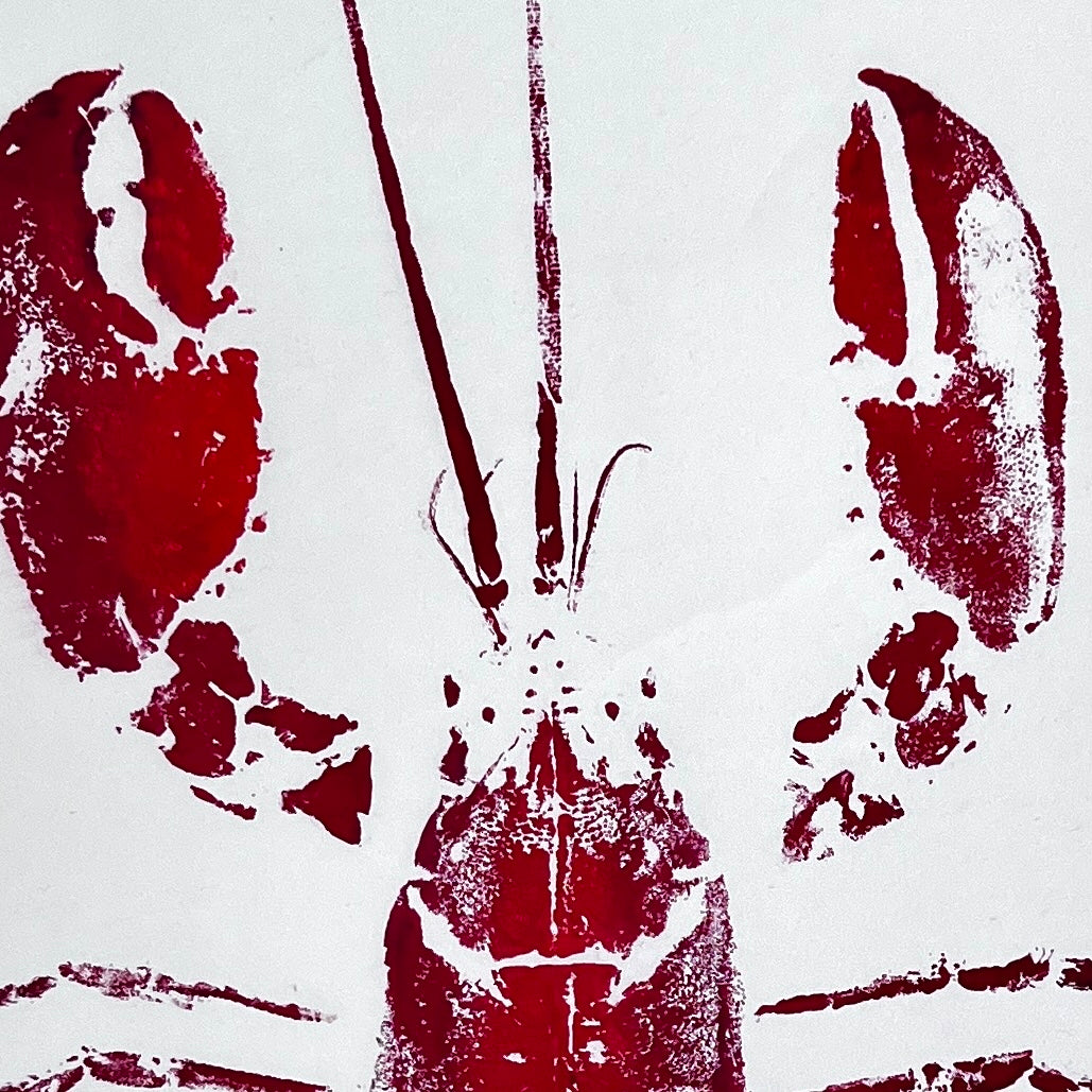 Menai Strait Lobster, Gyotaku Printed in Red ink.