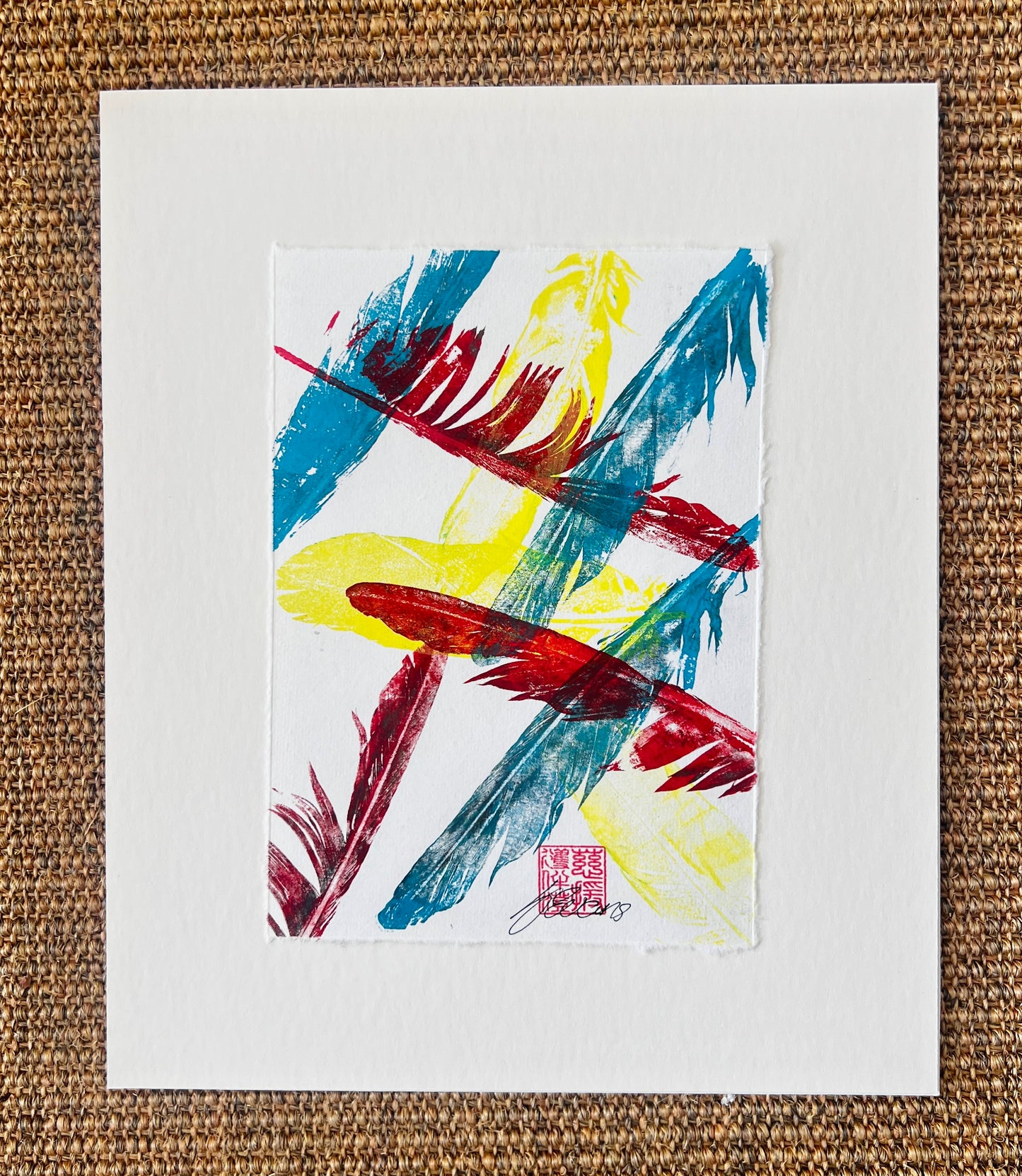 A5 Print of Multicoloured Feathers