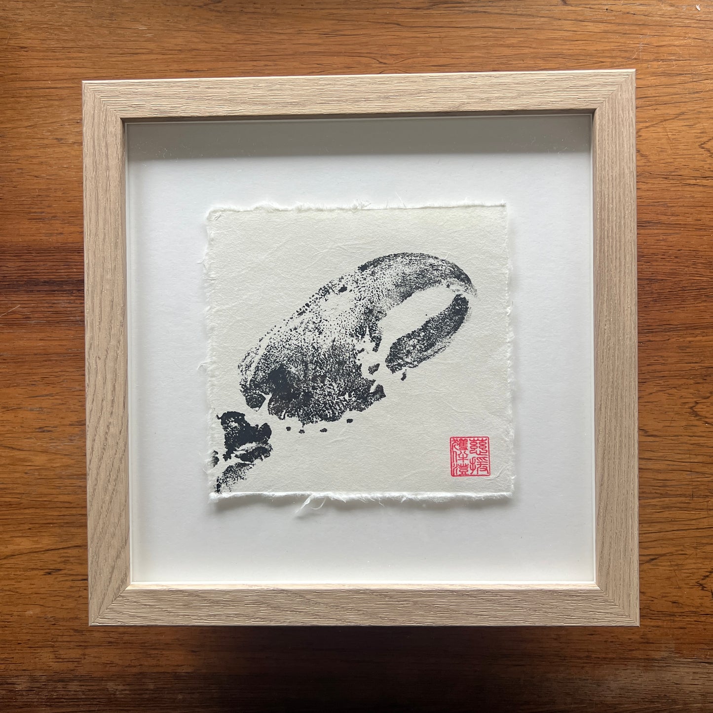 Lobster Claw Mini Print – Black on Thai Mulberry Paper