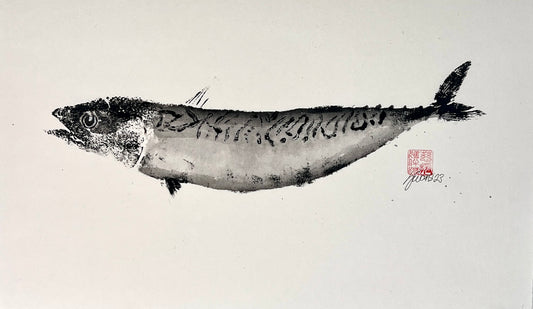 MACKEREL, HAND PAINTED GYOTAKU