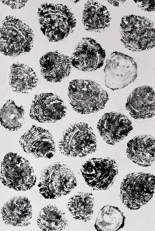 Gyotaku of Native Oyster Shells