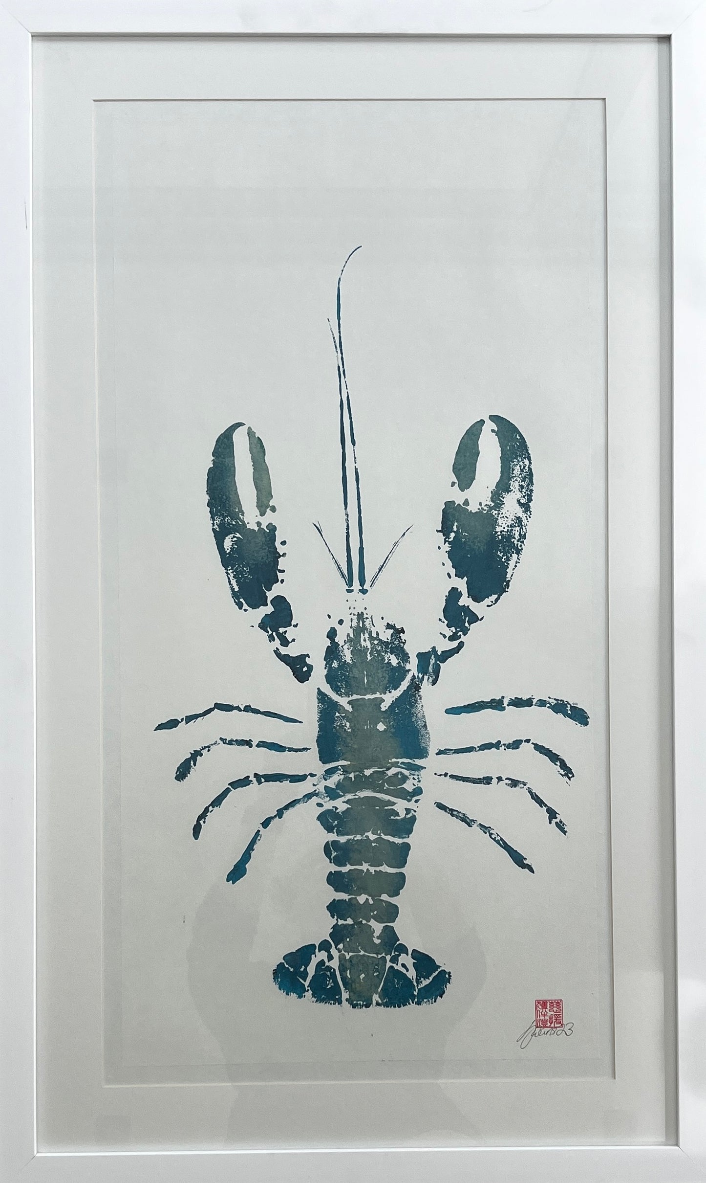 Menai Strait Lobster, Gyotaku Printed in Blue, Green and Gold ink (Copy)