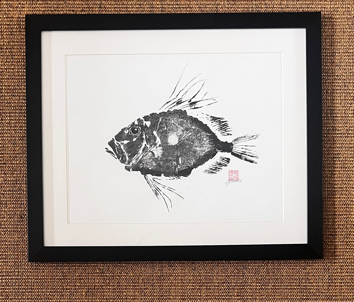 Framed Cornish John Dory Gyotaku Print