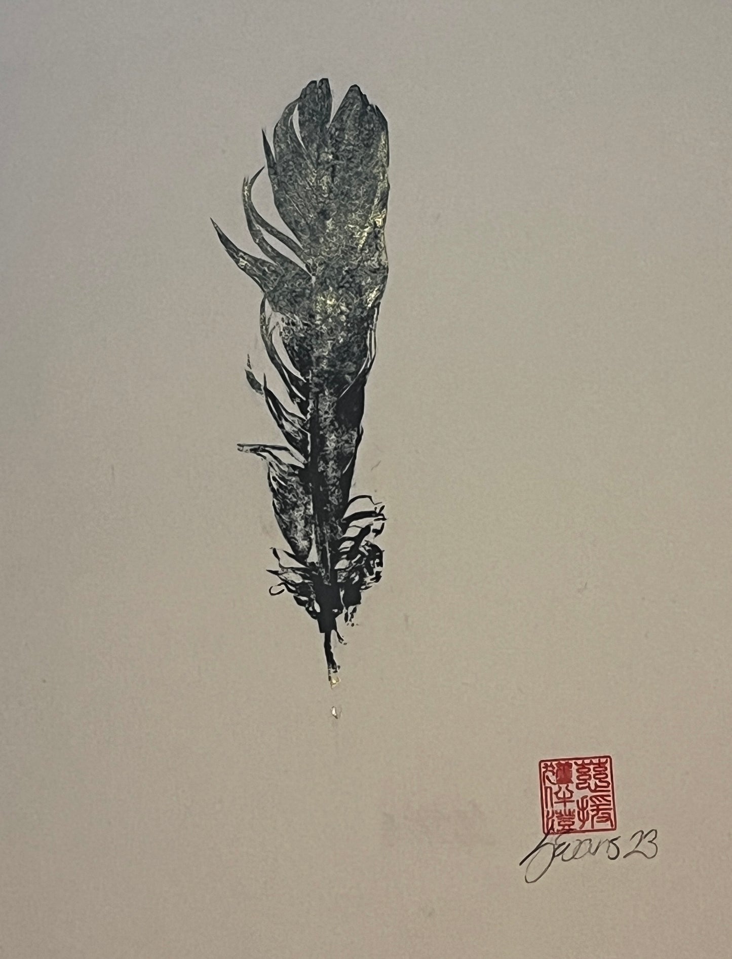 Small Bird Feather – Gyotaku Print
