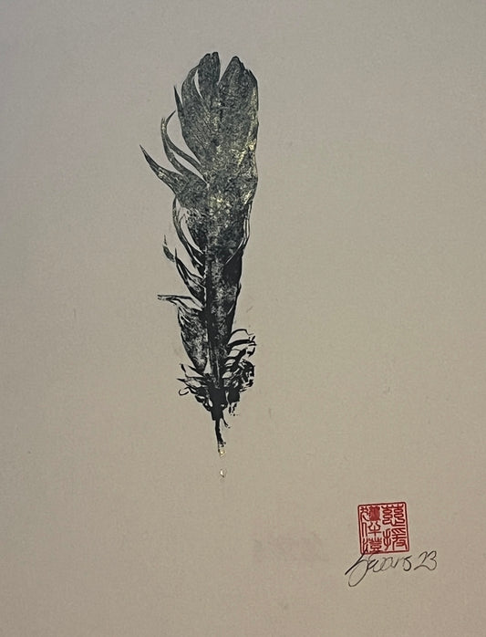 Small Bird Feather – Gyotaku Print