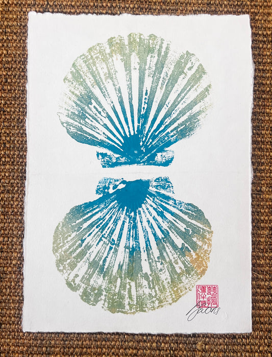 Scallop Shell Duo Gyotaku