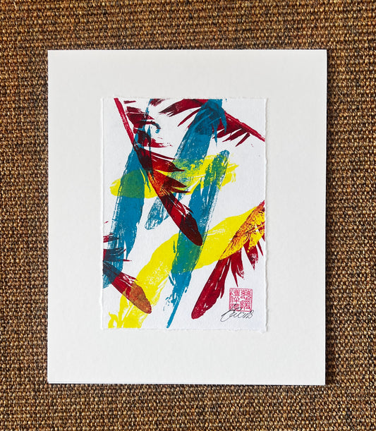 A5 Print of Multicoloured Feathers