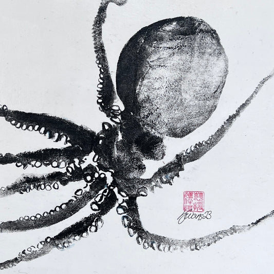 Octopus Gyotaku Printed and Wet Mounted.