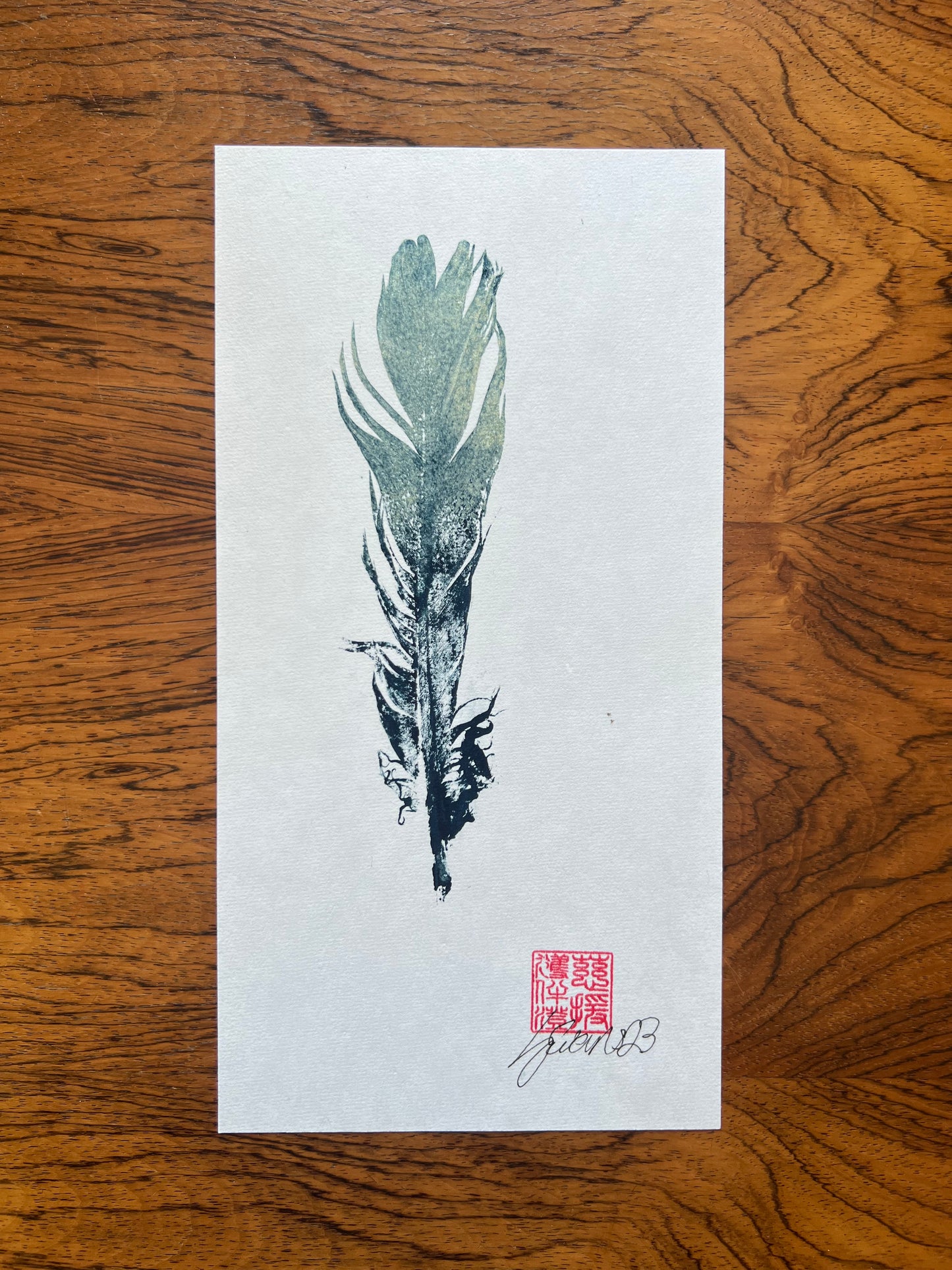 Small Bird Feather – Gyotaku Print