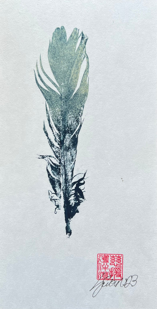 Small Bird Feather – Gyotaku Print