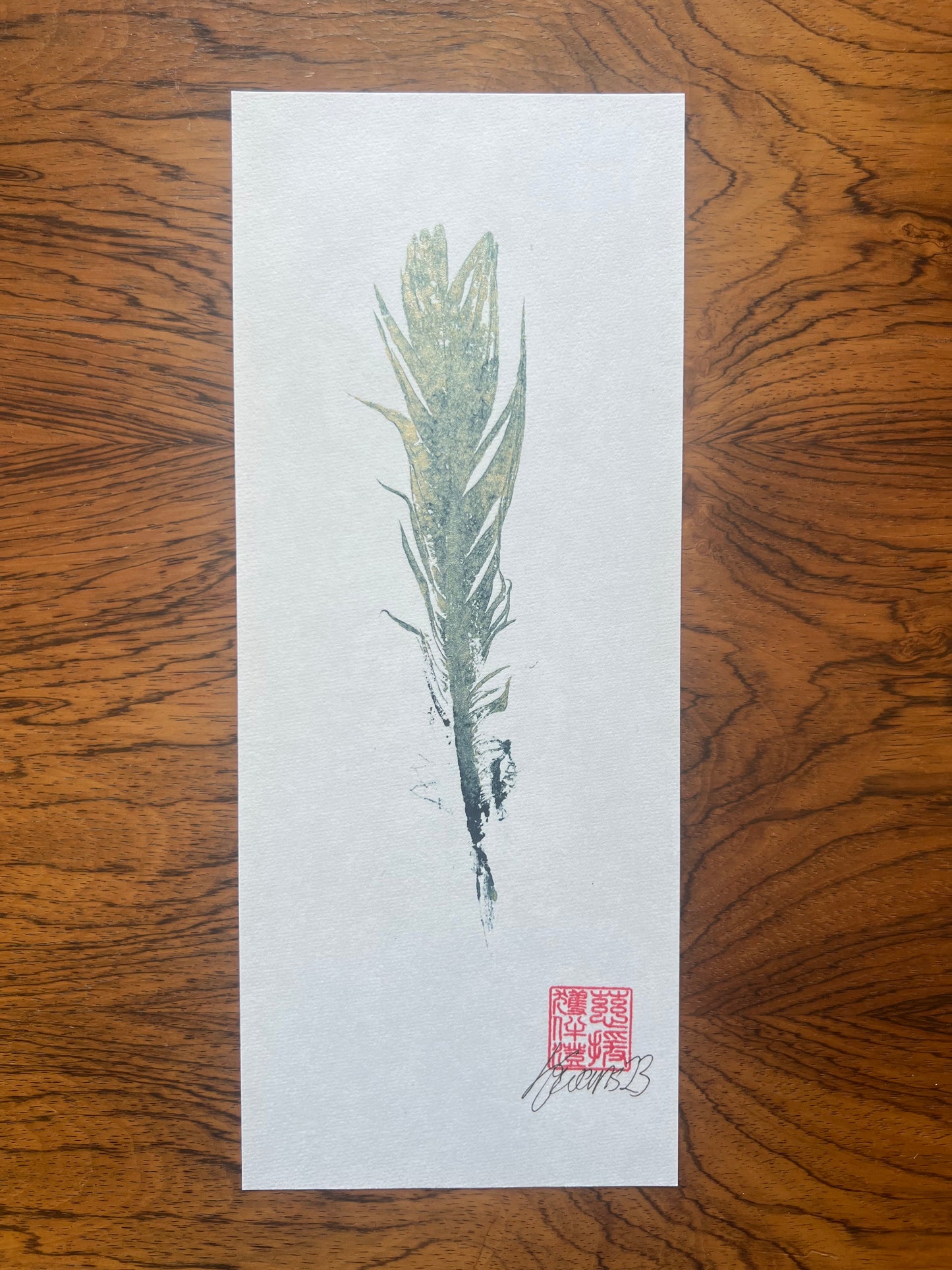 Small Bird Feather – Gyotaku Print