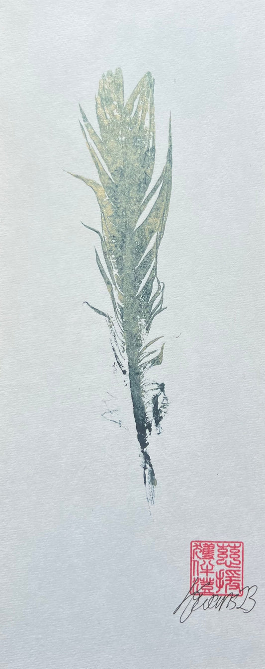 Small Bird Feather – Gyotaku Print