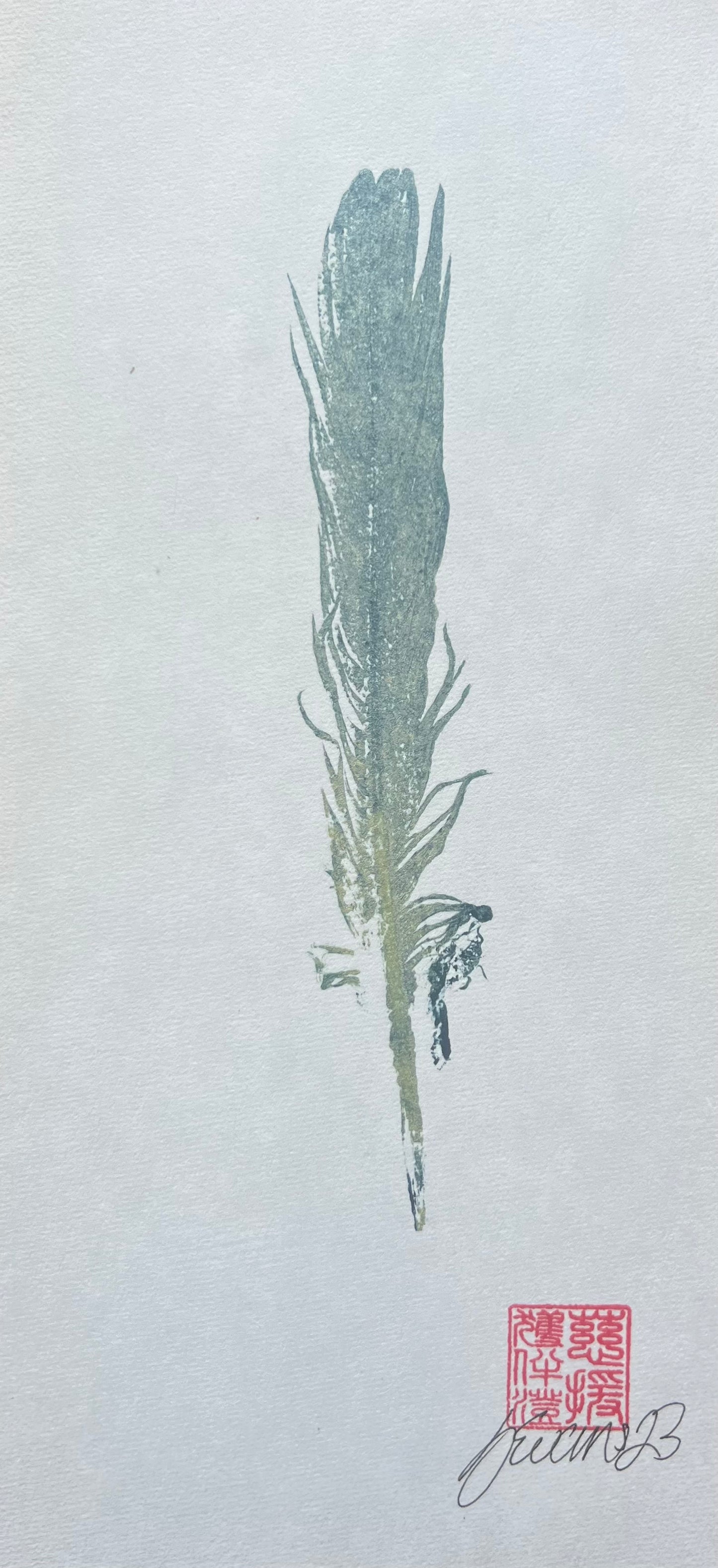 Small Bird Feather – Gyotaku Print