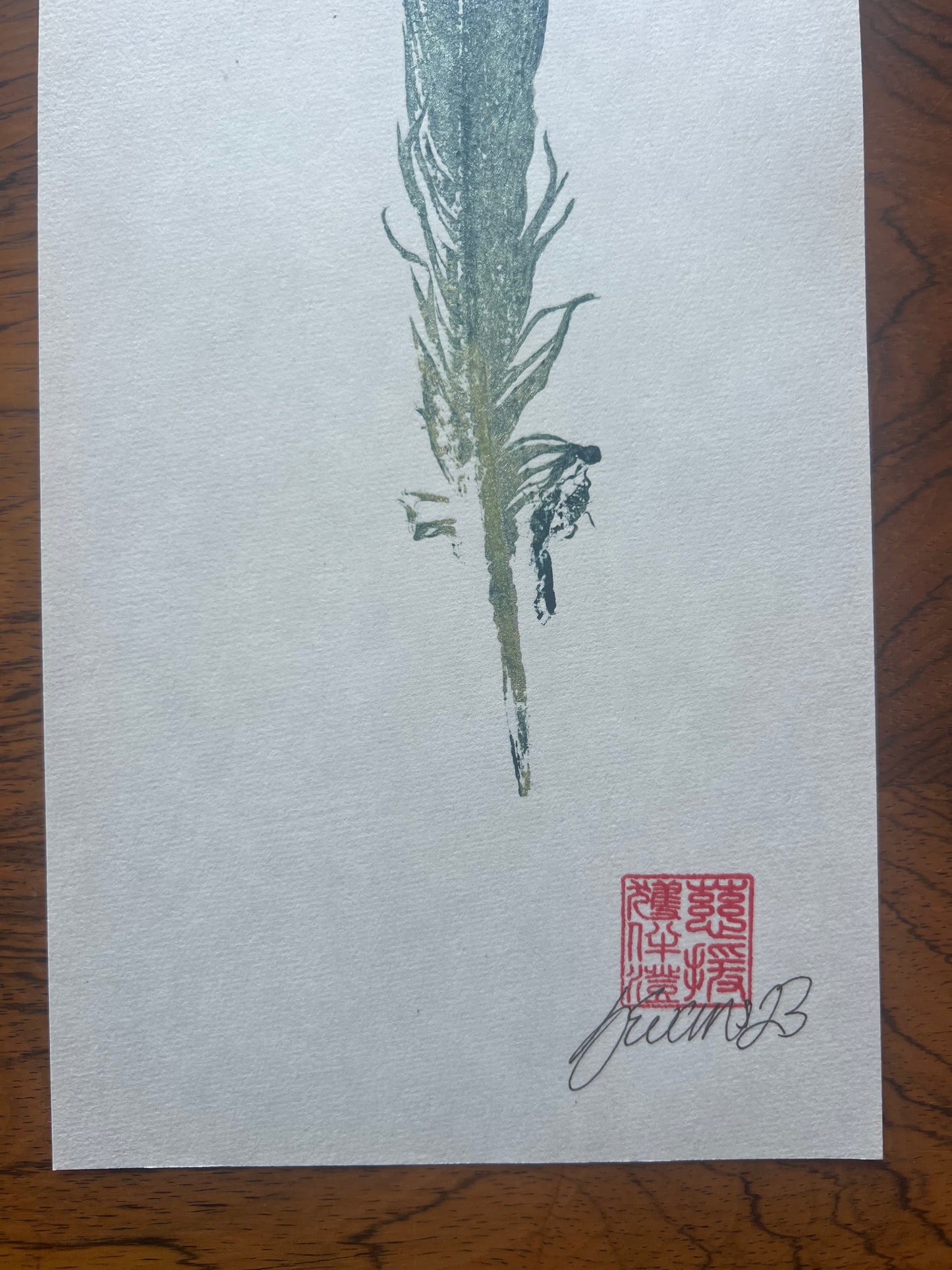 Small Bird Feather – Gyotaku Print