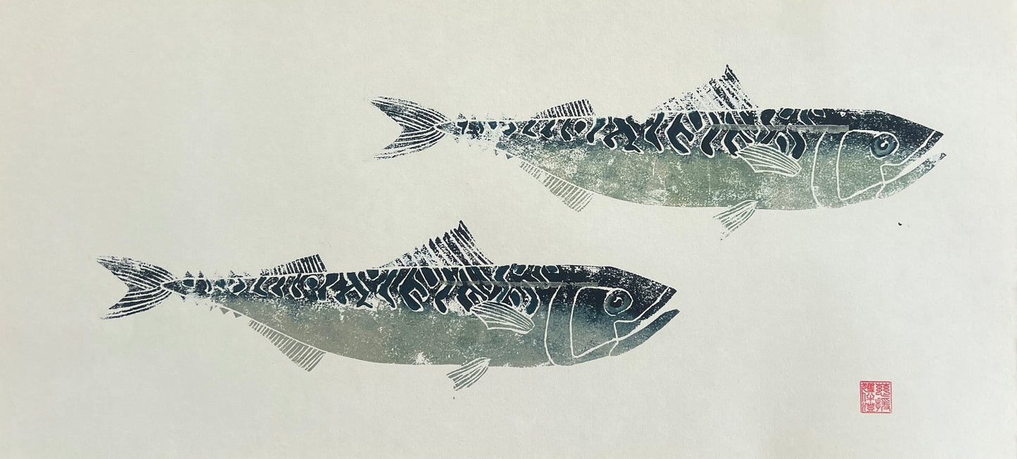 Mackerel -Linotaku Marine Wall Art