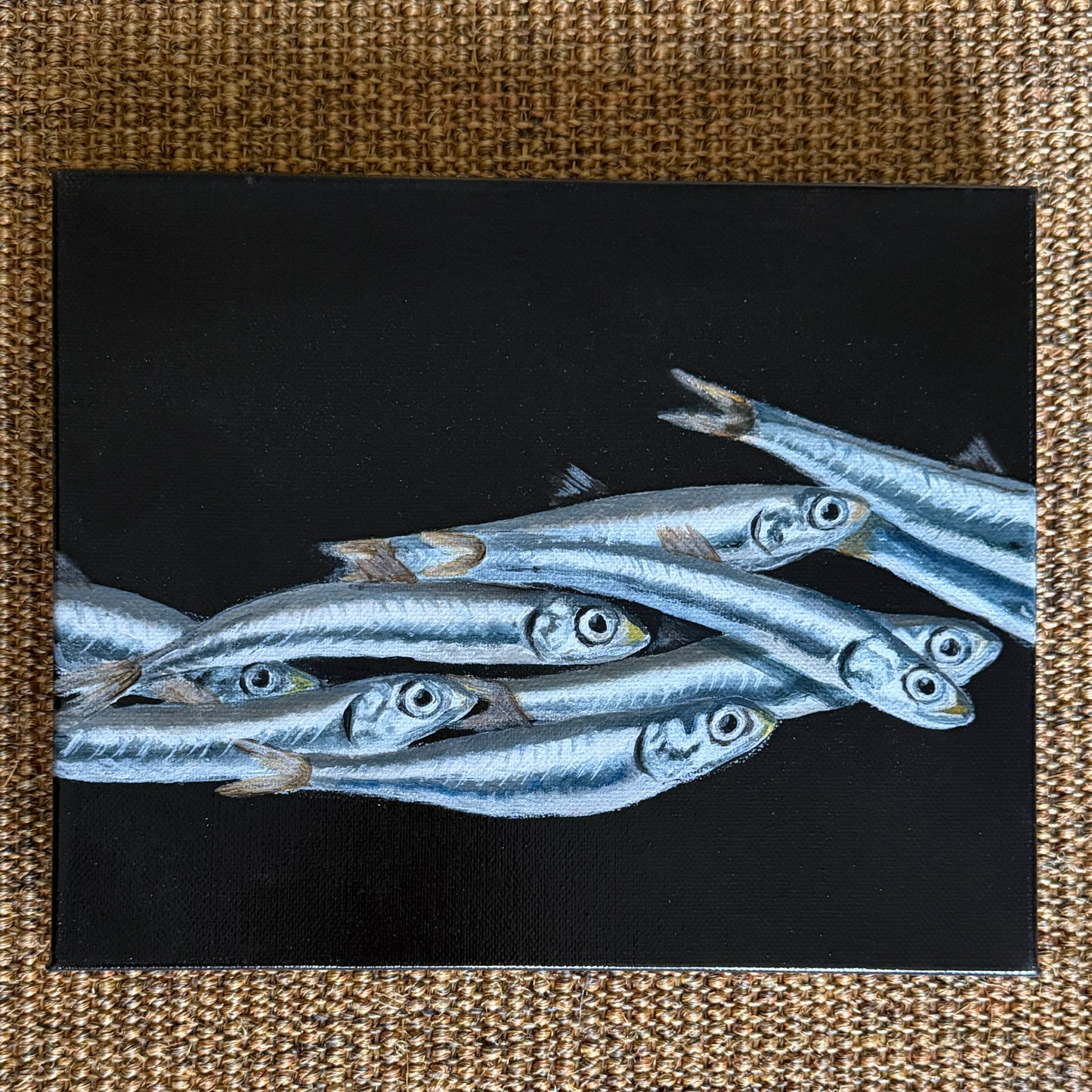 Original Acrylic Painting – Anchovies on Black
