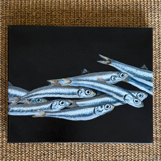 Original Acrylic Painting – Anchovies on Black