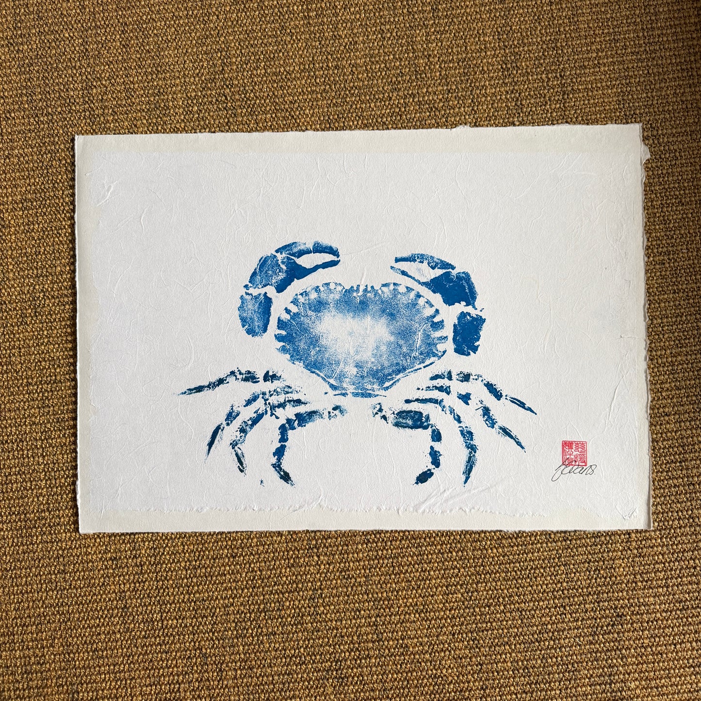 Bright Blue Crab Gyotaku