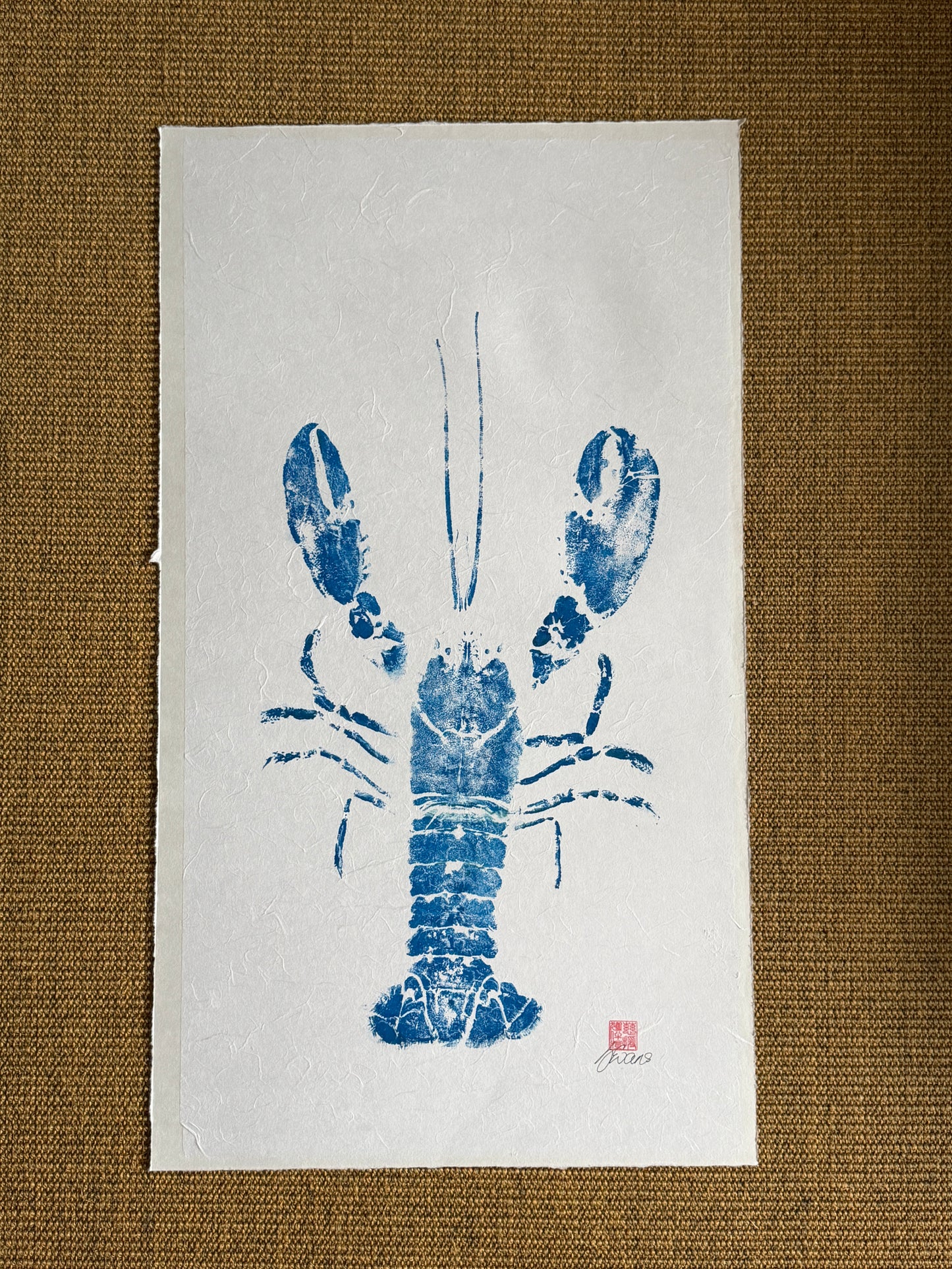 Menai Strait Lobster, Gyotaku Printed in Red ink. (Copy)
