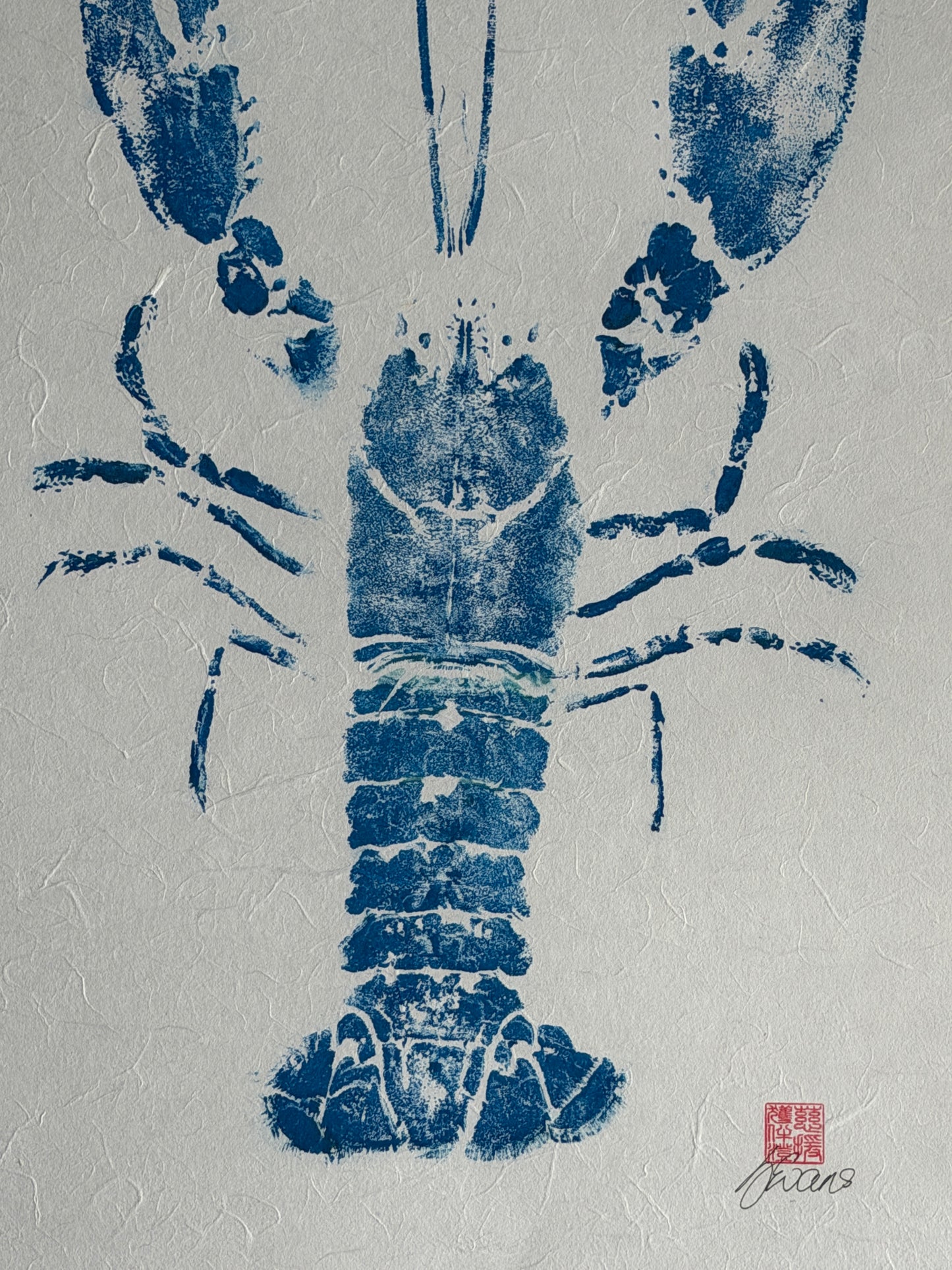Menai Strait Lobster, Gyotaku Printed in Red ink. (Copy)