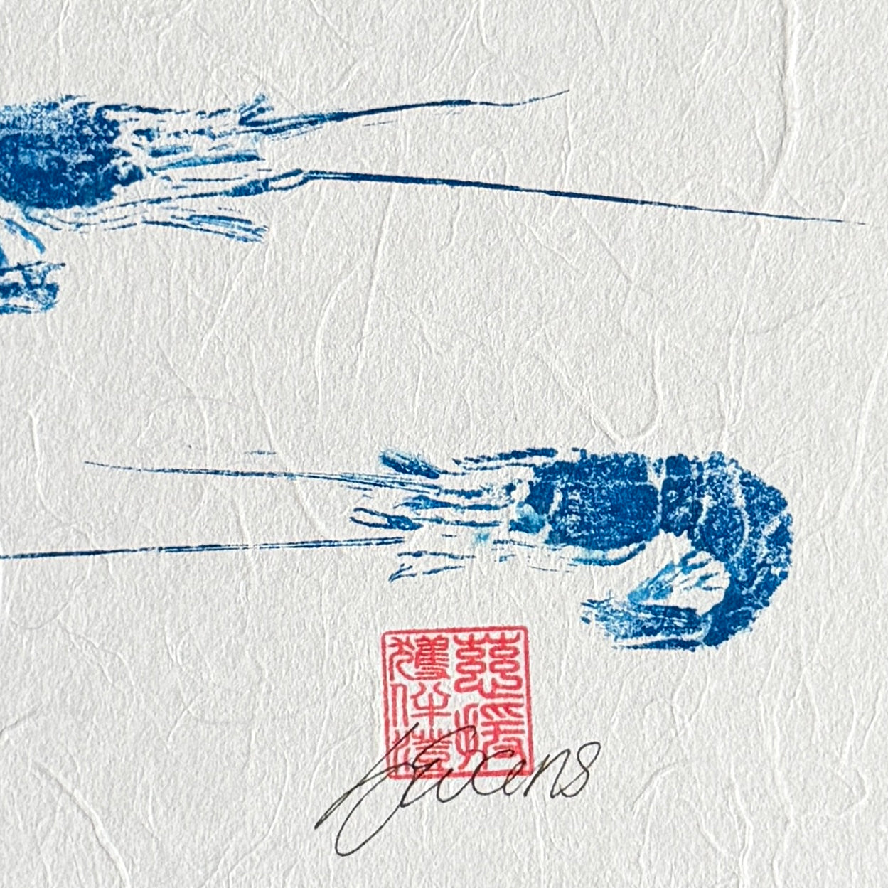 Blue Prawn Duo Gyotaku