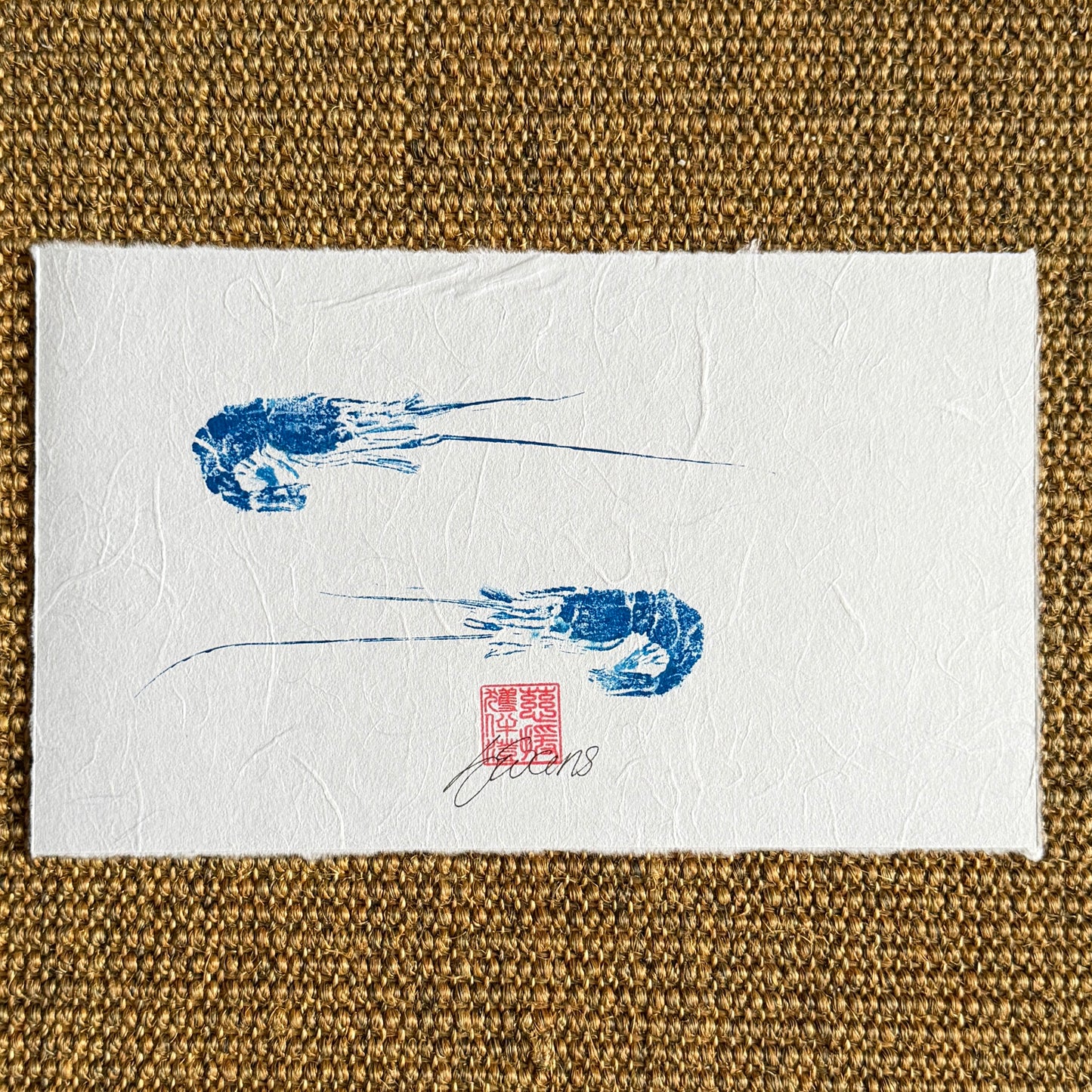Blue Prawn Duo Gyotaku