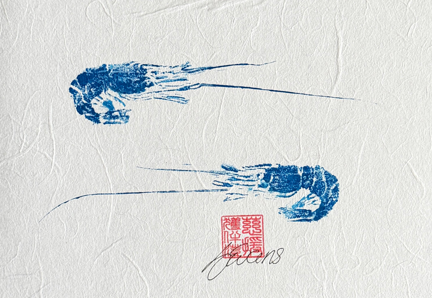 Blue Prawn Duo Gyotaku