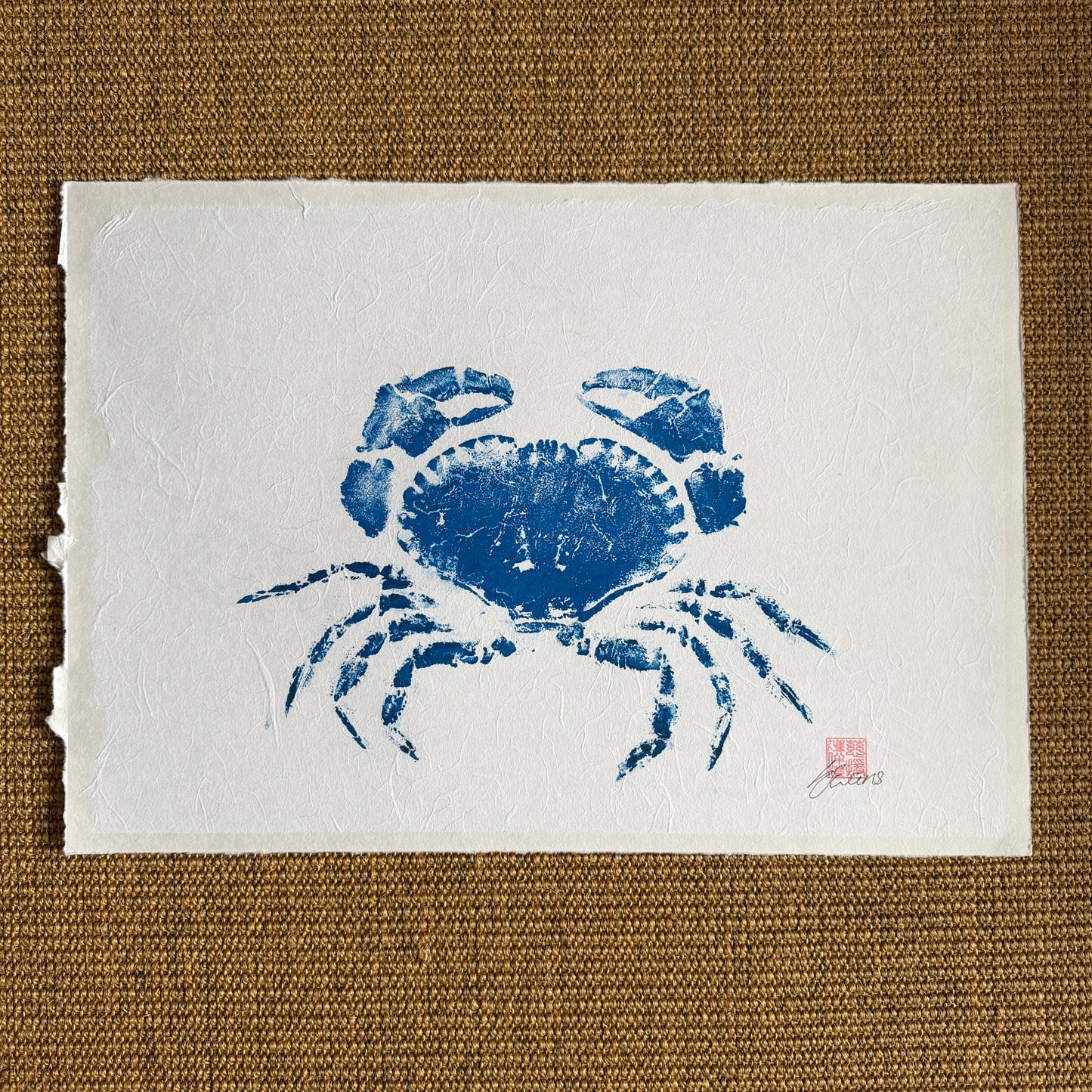 Bright Blue Crab Gyotaku