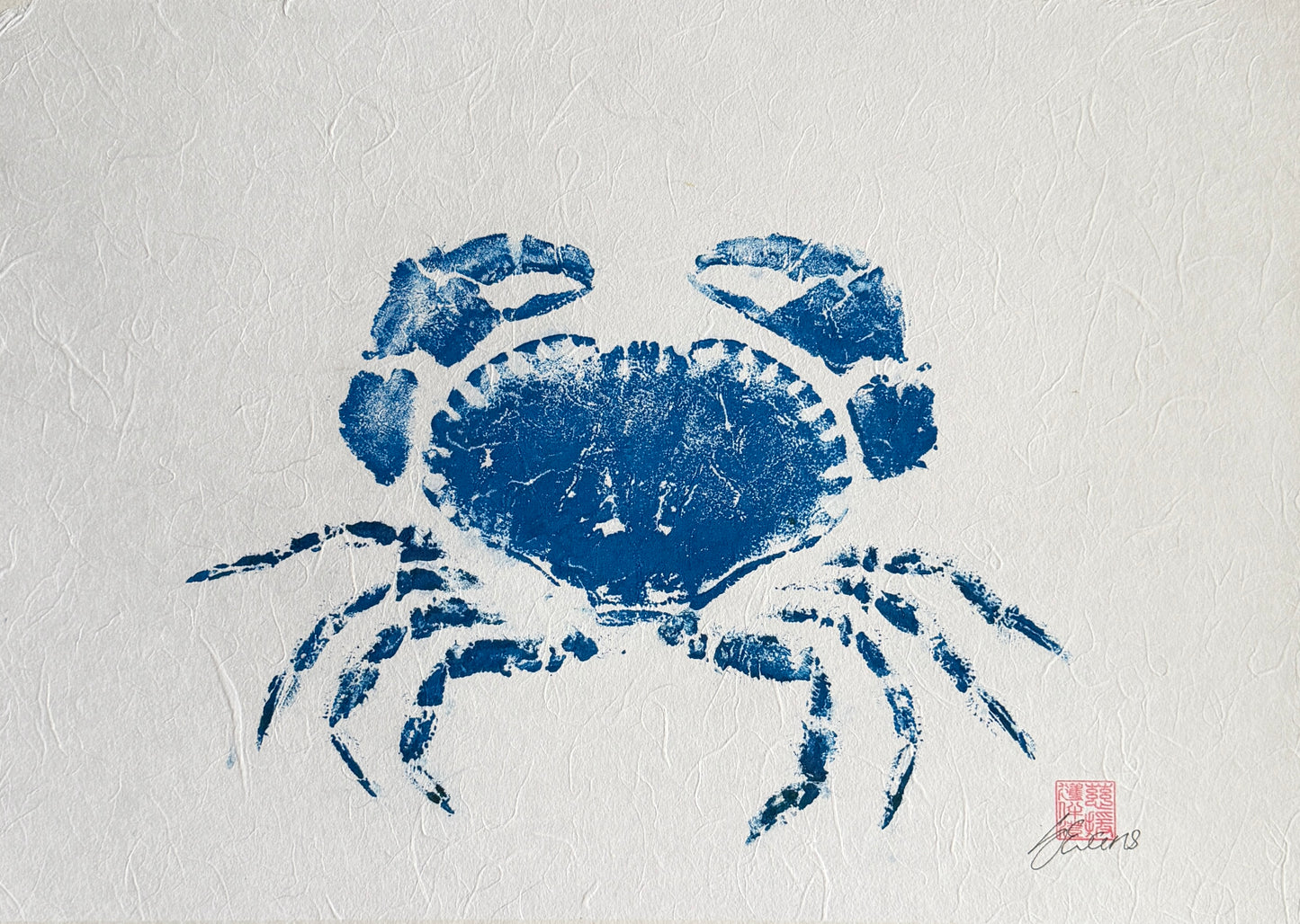 Bright Blue Crab Gyotaku