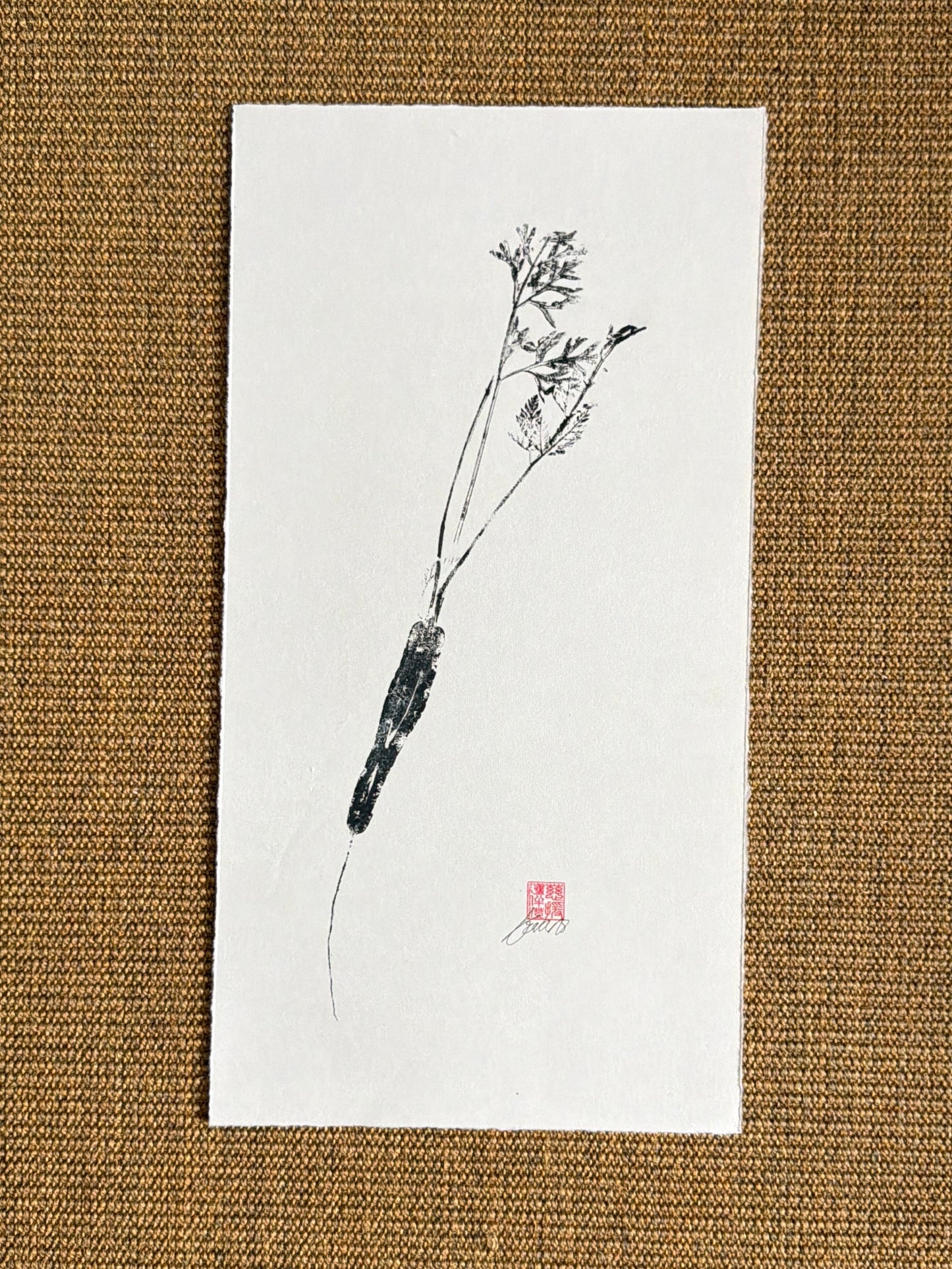 Carrot Gyotaku – Black Ink