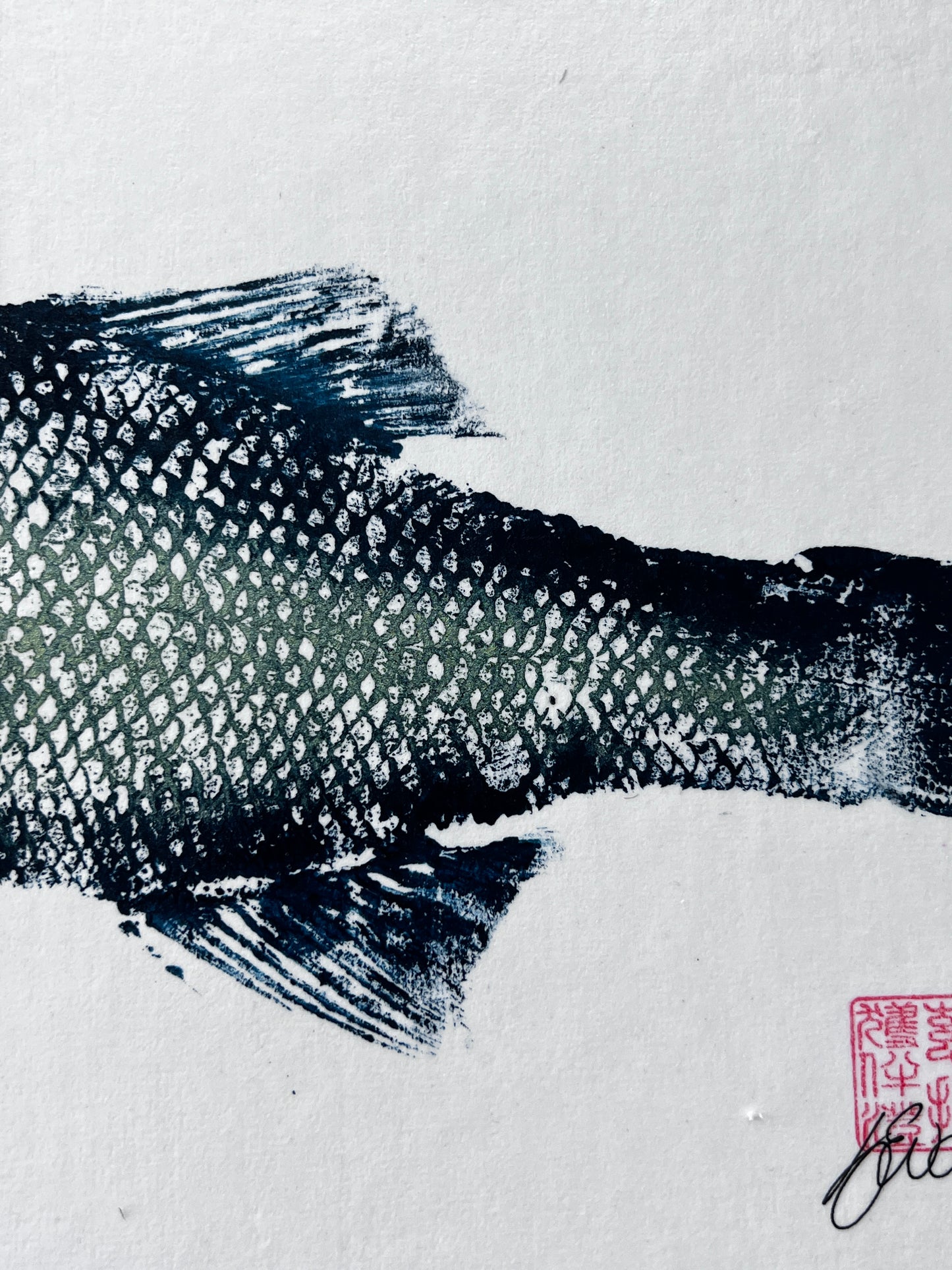 Anglesey Sea Bass Diptych Gyotaku Print